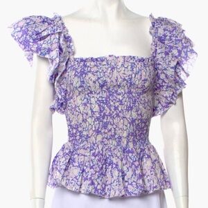 NWT Love the Label Smocked Ruffle Square Purple Anthropologie